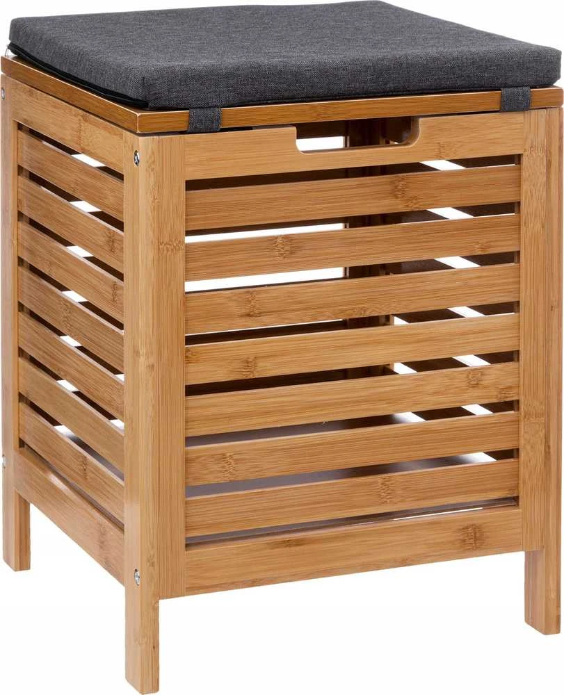 5five Simply Smart BAMBOO vonios taburetė su skalbinių krepšeliu, 2in1