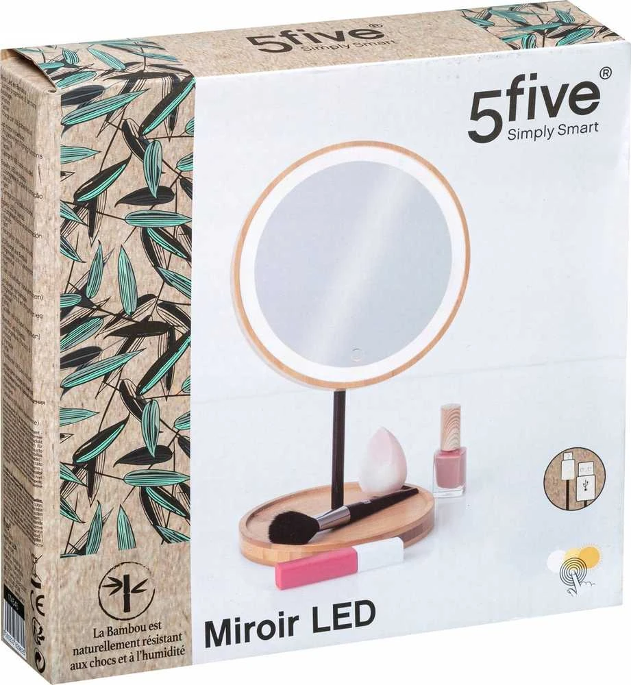 Nezatříděno Bamboo LED kosmetinis veidrodis, apvalus, bambukinis