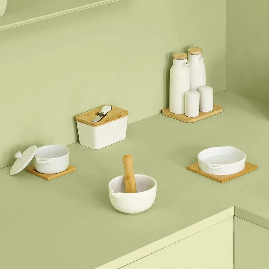 5five Simply Smart Bamboo Maselka su žirklėmis, keramikinė su bambukiniu dangteliu