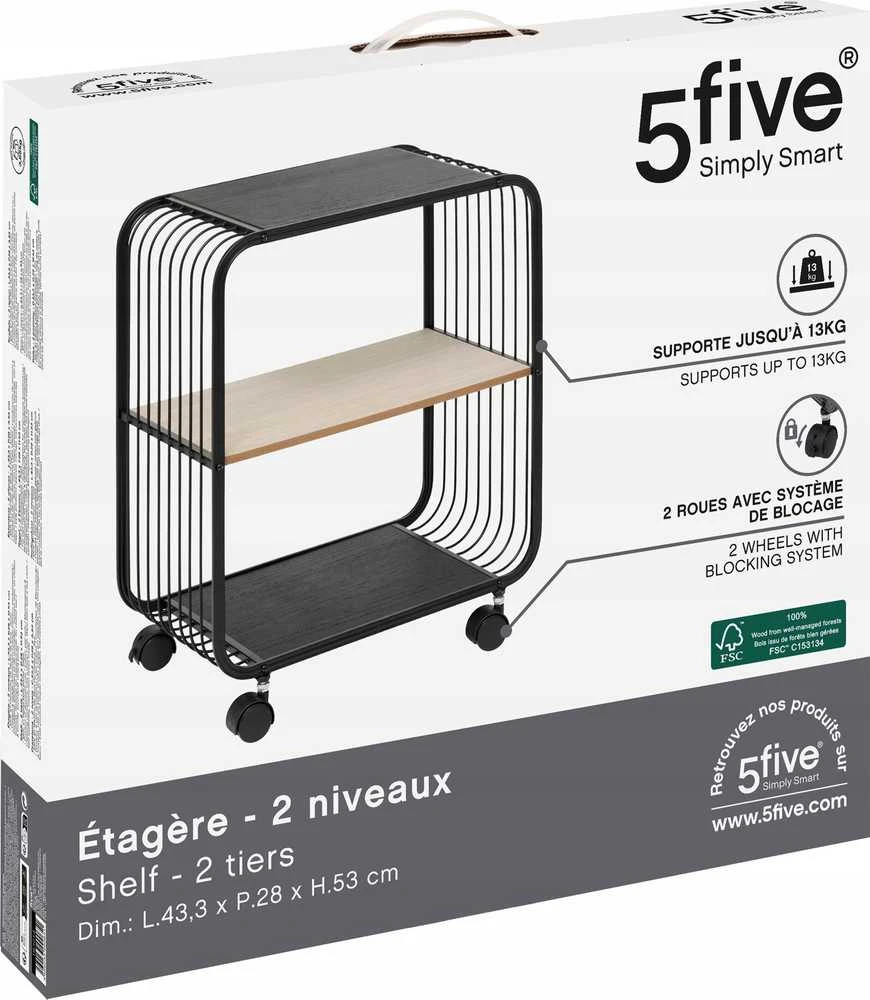 5five Simply Smart Mobili lentyna NOIR, 2 lygių, metalinė, 43,3 x 28 x 53 cm