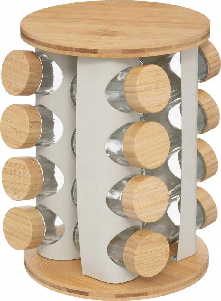 5five Simply Smart Bamboo Besisukanti prieskonių lentynėlė SENSIA 13 stiklainių su bambukiniais dangteliais