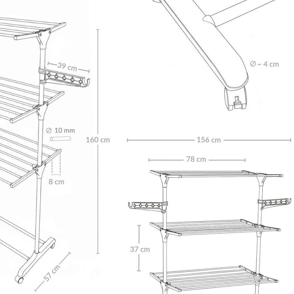 5five Simply Smart Skalbinių džiovintuvas 5five Vertikalus skalbinių džiovintuvas su vieta pakaboms, 160 cm, ALTO