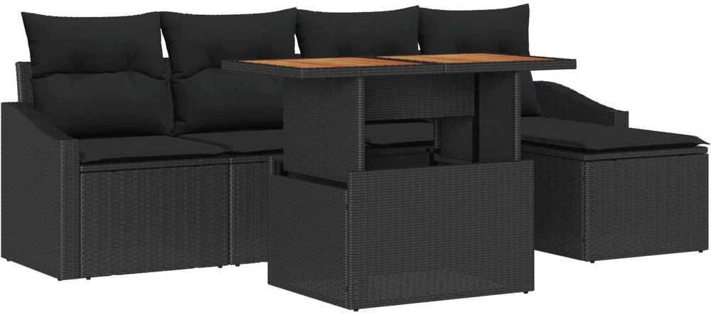 Sofa Sodo Sofų Rinkinys 6 vnt. Juoda ir Ruda