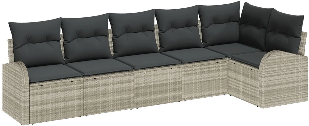 Sodo Sofų Rinkinys su pagalve 6 pcs Šviesiai pilka Poli ratanas