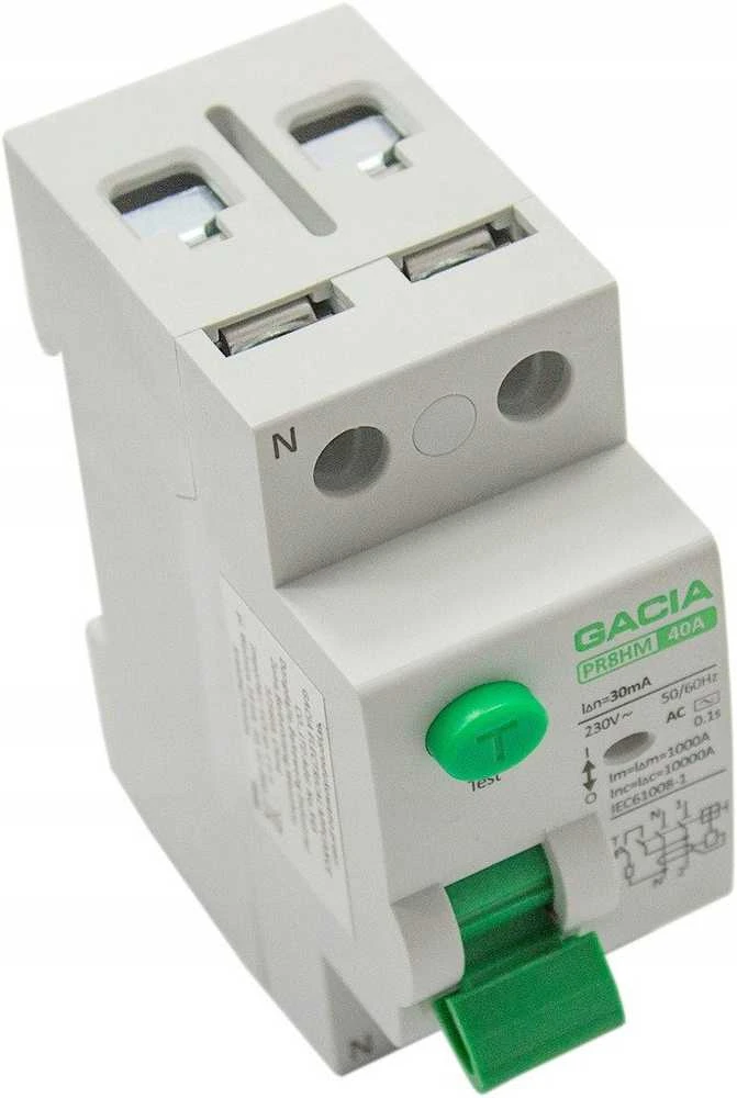 6kA 2P 25A 30mA diferencialinis automatinis jungiklis, tipas: AC GACIA PR8NM 2P 25A 30MA AC