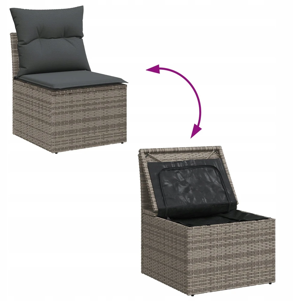 Sodo Sofų Rinkinys 7 vnt. Pilka poliratanas