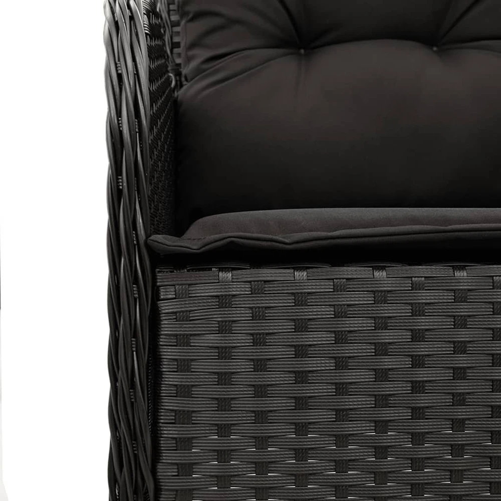 Sofa Sodo komplektas su pagalvėlėmis, 7 dalių, juodas, poliratanas