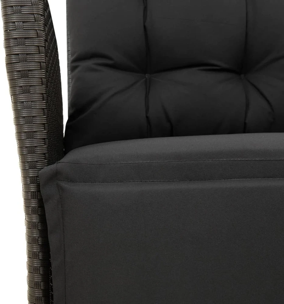 Sofa Sodo komplektas su pagalvėlėmis, 7 dalių, juodas, poliratanas