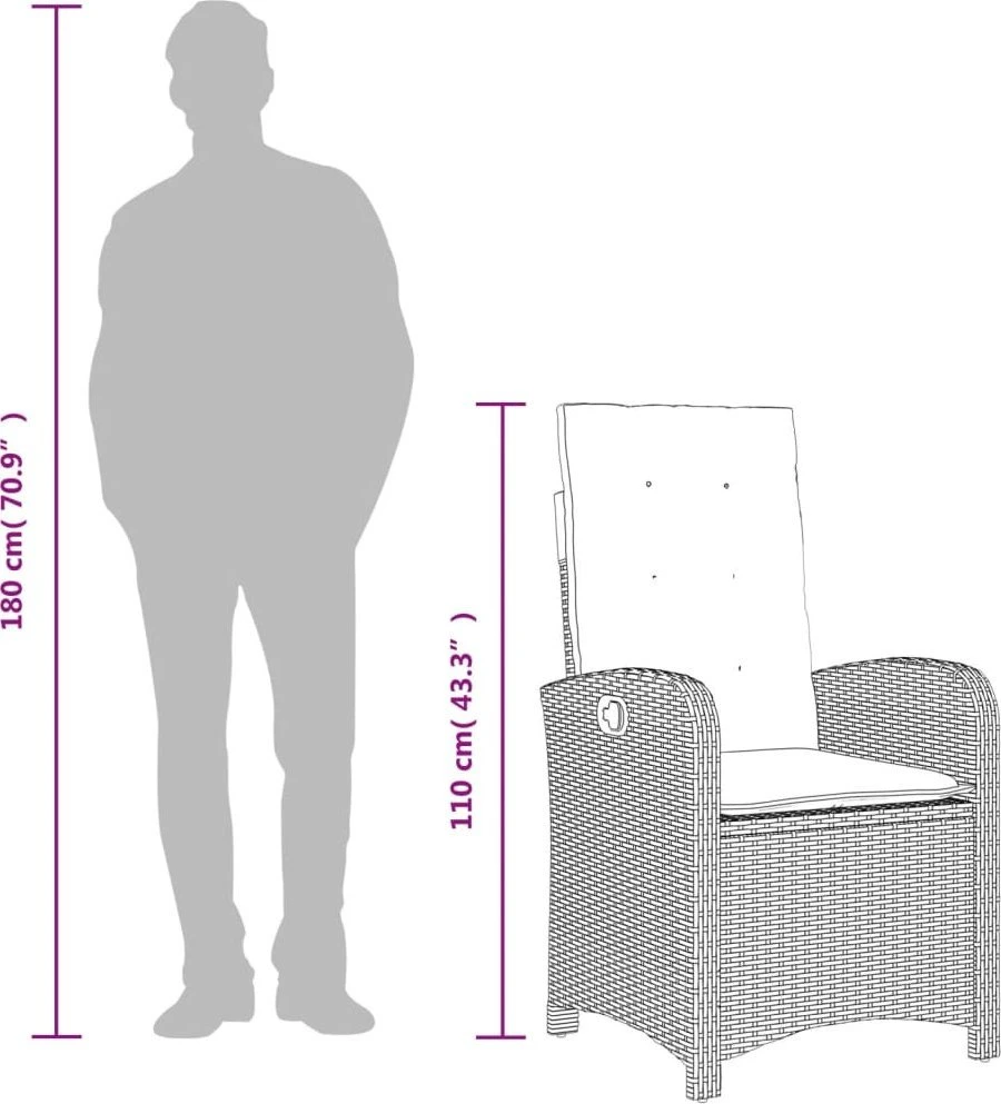 Sofa Sodo komplektas su pagalvėlėmis, 7 dalių, juodas, poliratanas