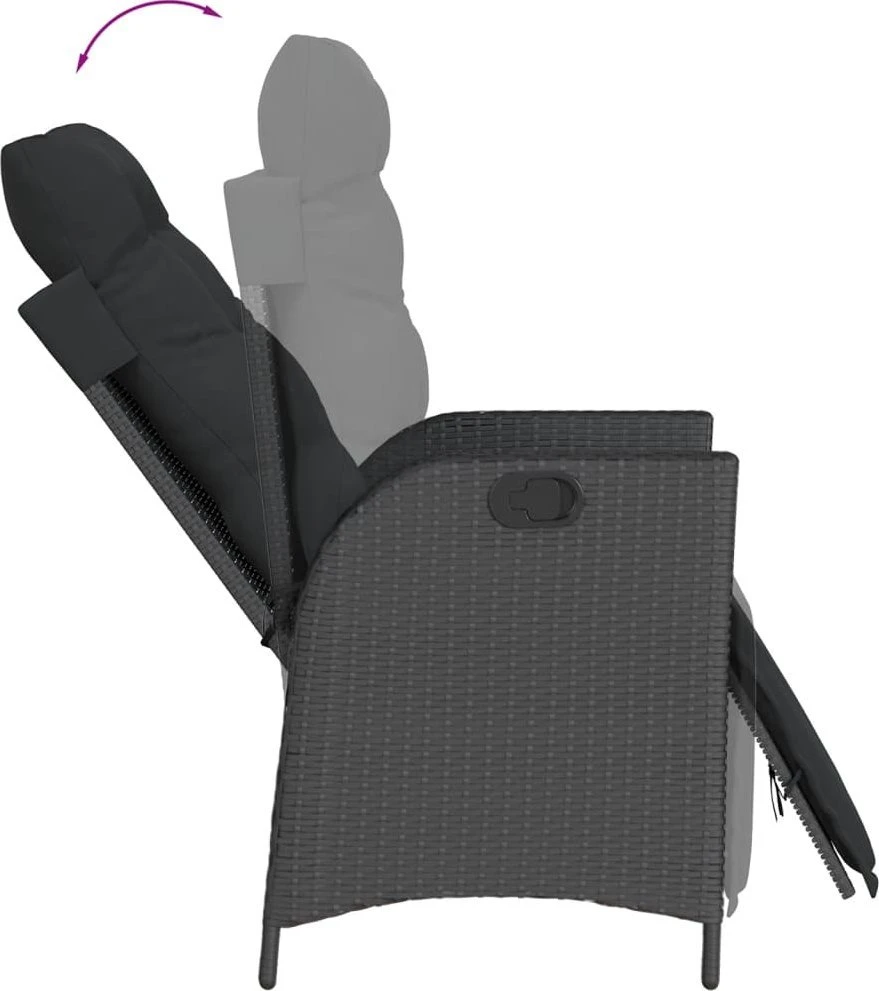 Sofa Sodo komplektas su pagalvėlėmis, 7 dalių, juodas, poliratanas