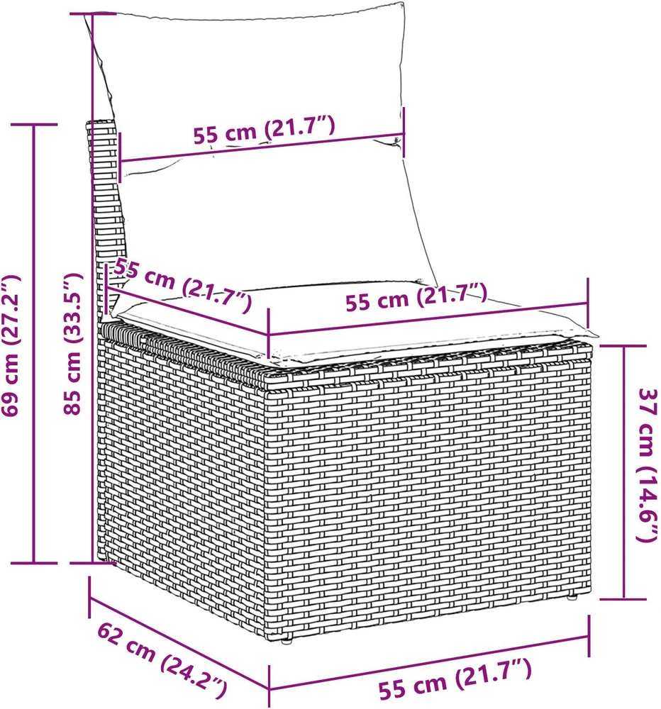 Lauko baldų komplektas Sodo Sofų Rinkinys 7 vnt. Juoda poliratanas