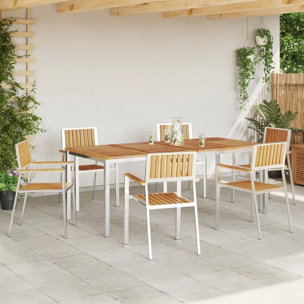 Lauko valgomojo komplektas 7 vnt. 200 x 90 x 75 cm