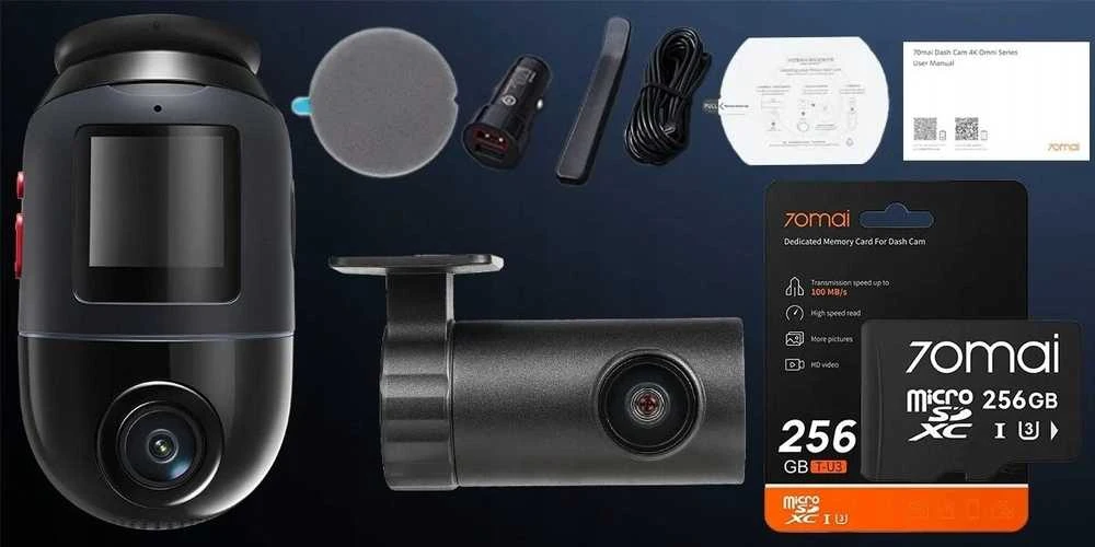 70mai Omni X800 4K set Juoda + karta 70mai SD 256GB