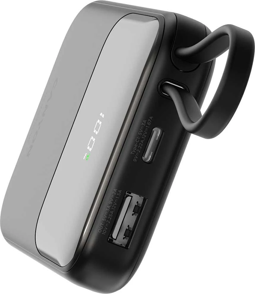 CANYON maitinimo blokas OnPower 101 įmontuotas kabelis 10000 mAh PD22.5W juodas
