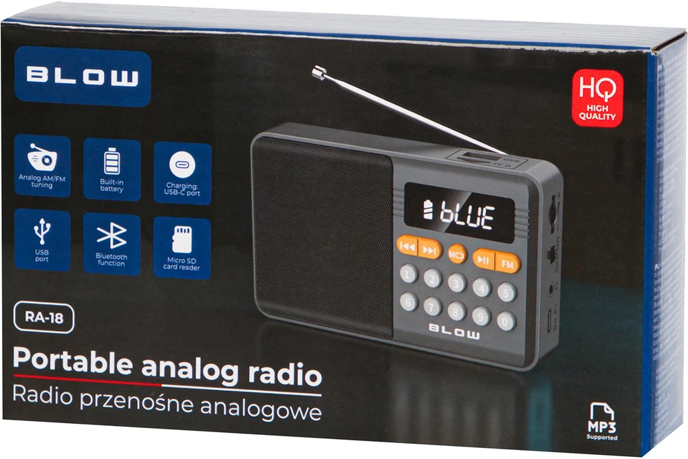 Nešiojamasis analoginis AM/FM radijas BT BLOW RA18