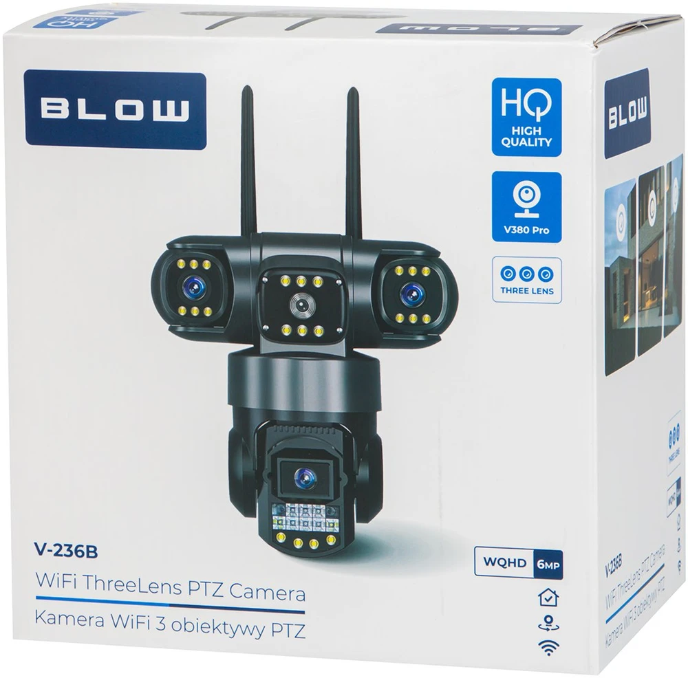 BLOW WiFi kamera su 3 objektyvais, 6MP, V380, juoda