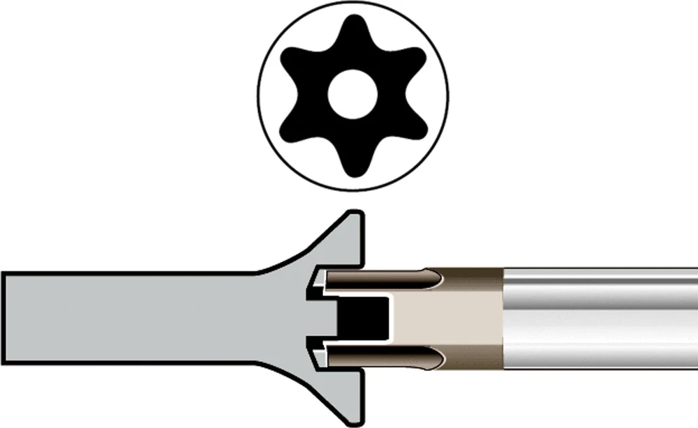 8 briaunų TORX atsuktuvas su skylute TR15 100 mm SB BAHCO