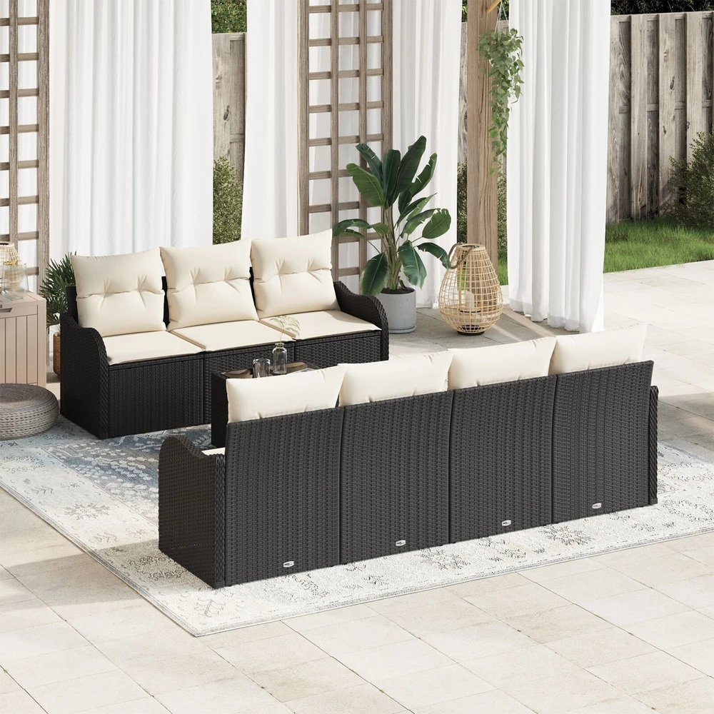 Sodo Sofų Rinkinys Juoda 55 x 55 x 37 cm poliratanas