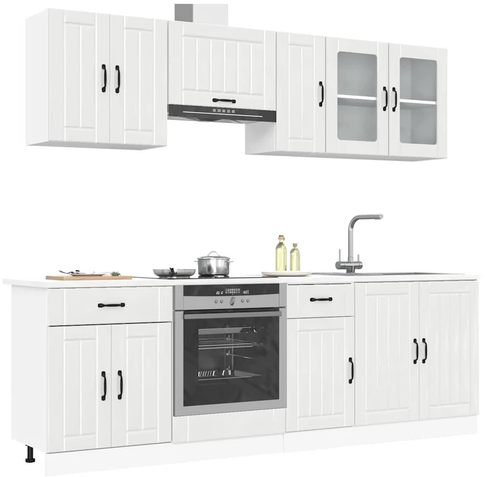 Virtuvinių spintelių komplektas, 8 dalių, Lucca, balta