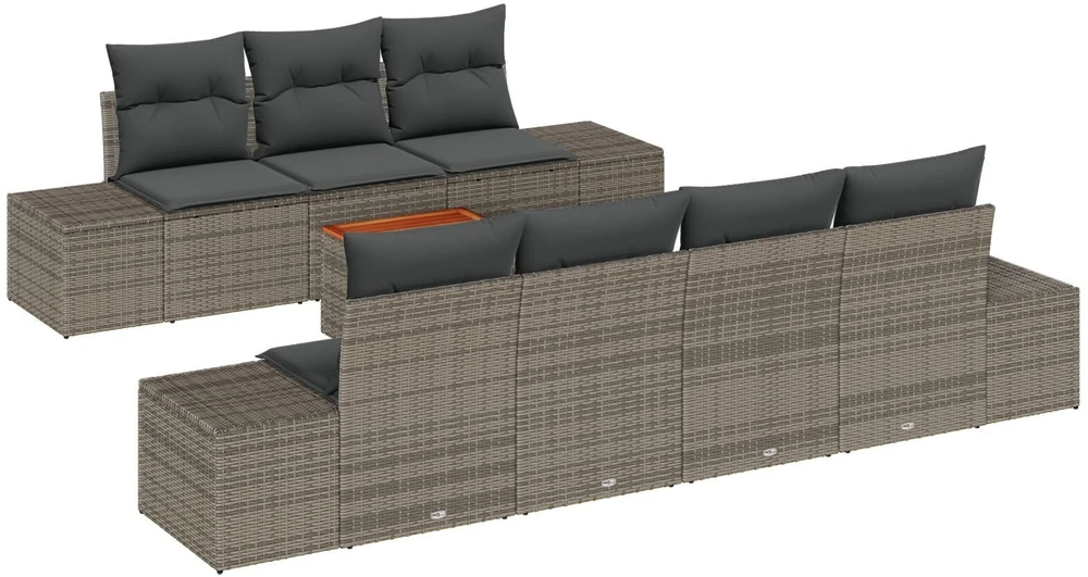 Sodo Sofų Rinkinys 8 vnt. Pilka poliratanas