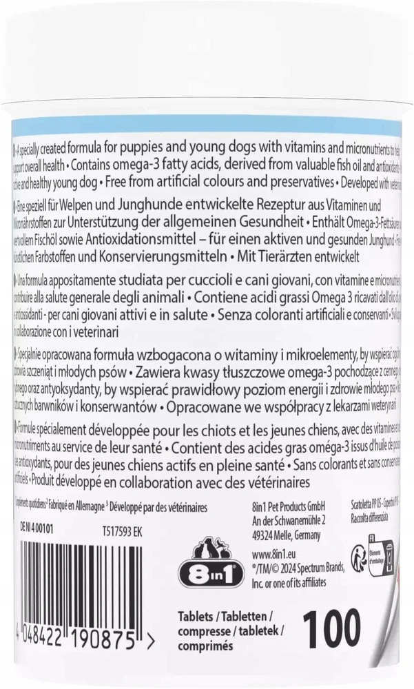 8in1 8IN1 Vitality multivitaminai šuniukams 100 tb