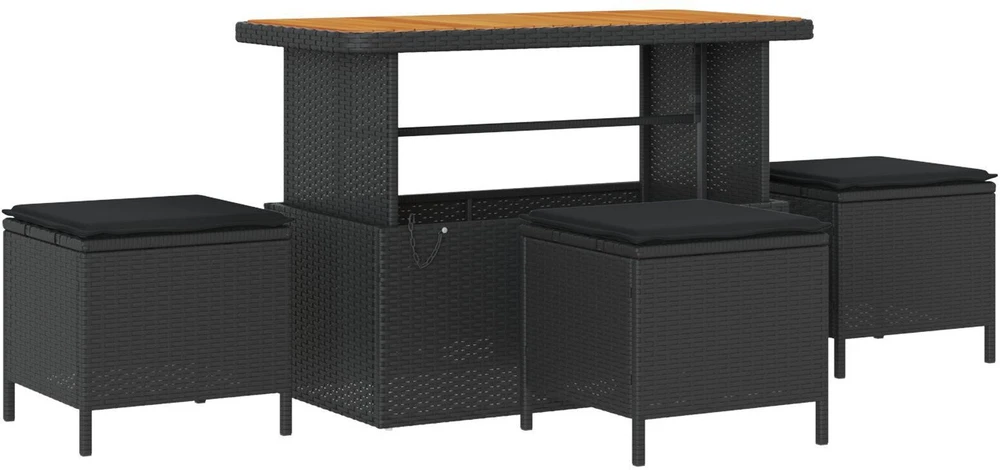 Sodo Sofų Rinkinys 9 vnt. Juoda poliratanas