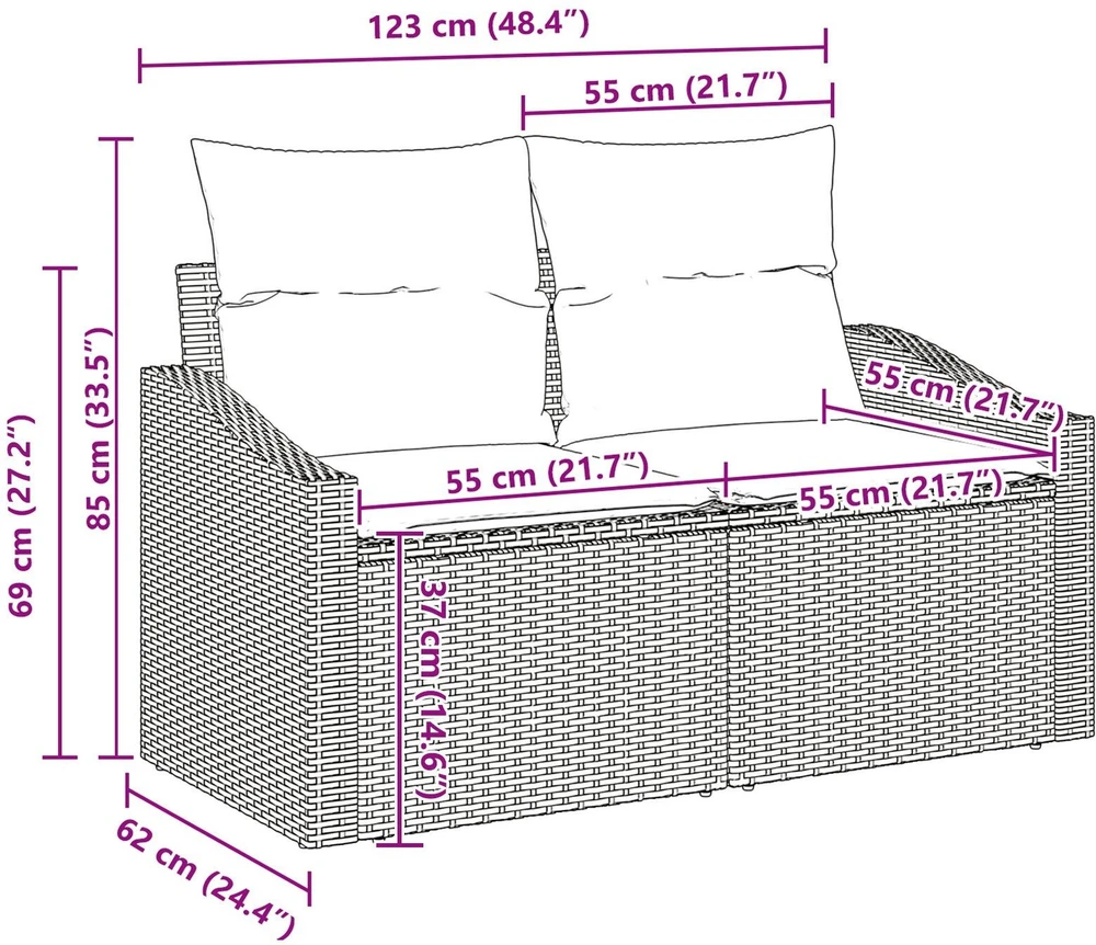 Sofos komplektas 9 vnt. Bežinė ir šviesiai pilka poliratanas