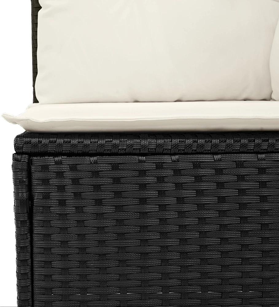 Sodo Sofų Rinkinys Juoda ir kreminė Poli ratanas
