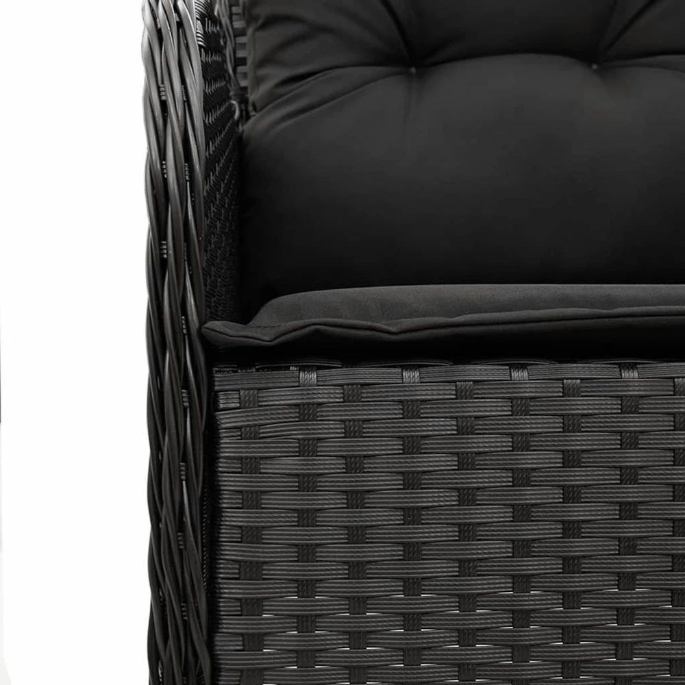 Sofa Sodo komplektas su pagalvėlėmis, 9 dalių, juodas, poliratanas