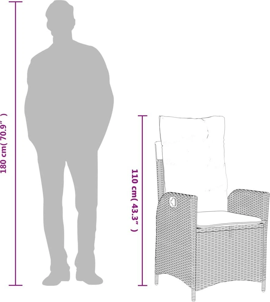 Sofa Sodo komplektas su pagalvėlėmis, 9 dalių, juodas, poliratanas