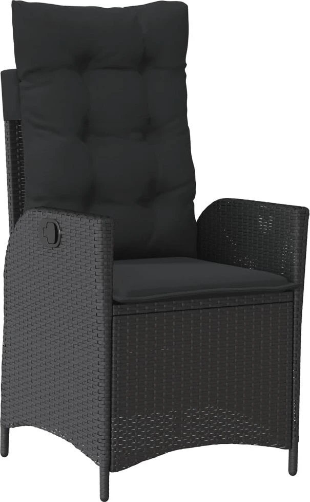 Sofa Sodo komplektas su pagalvėlėmis, 9 dalių, juodas, poliratanas