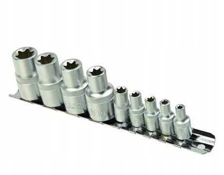 Geko 9el.kpl.nasadek torx E5-16,1/4&3/8''GEKO (50)