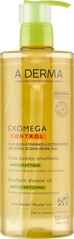A-Derma Exomega Control Emollient Shower Oil dušo aliejus, 500 ml