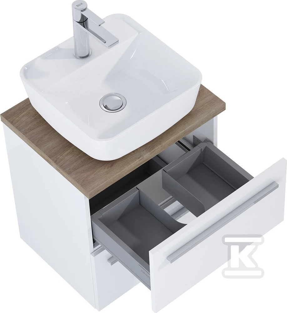 A852450806 / ROCA / KWADRO / VONIOS KOMPLEKTAS SU STALČIU IR KRAUTUVU 50 CM SU 2 STALČIAIS, Baltas BIZDIS / KEITIMAS 168443 /