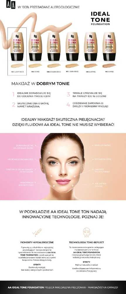 AA Ideal Tone Foundation 103 Light rusvai gelsvas, 30 ml