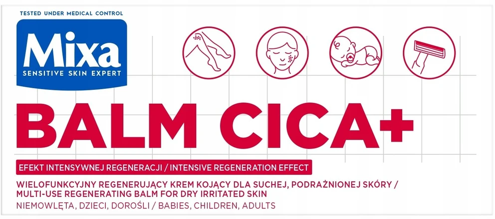 AA Mixa Balm Cica+ daugiafunkcinis regenerujący krem kojący dla podrażnionej skóry zapewniający efekt intensywnej regeneracji 50ml