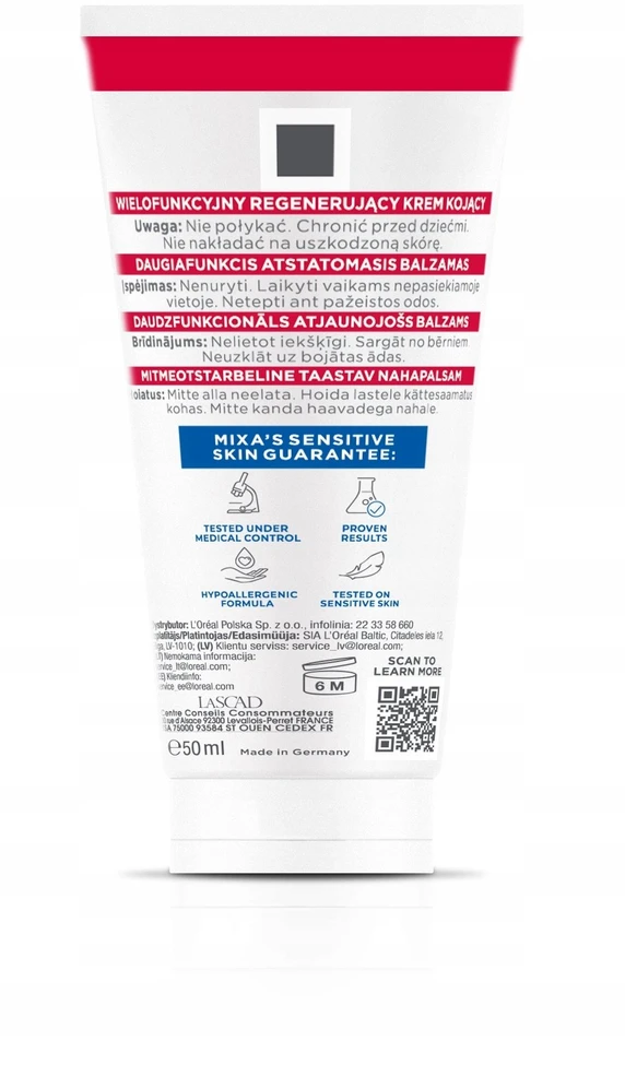 AA Mixa Balm Cica+ daugiafunkcinis regenerujący krem kojący dla podrażnionej skóry zapewniający efekt intensywnej regeneracji 50ml