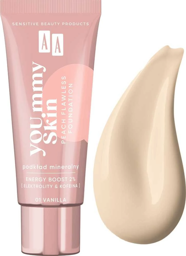 AA YOU.mmy Skin Peach Flawless Foundation 01 Vanilė, 30 ml