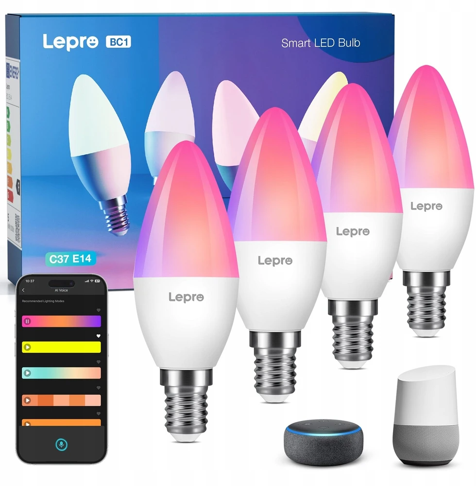 LEPRO BC1-EU-4 C37 RGBCW Wi-Fi LED Bulb