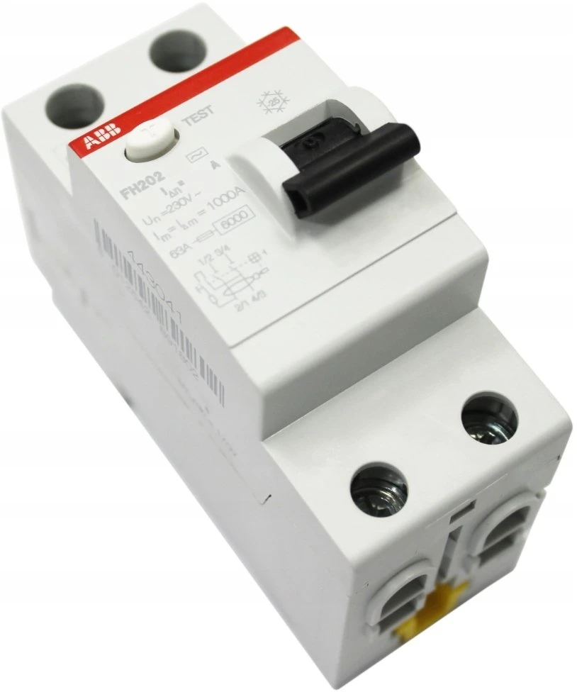 ABB Diferencinis automatinis jungiklis 2P 63A 30mA AC momentinis FH202 AC-63/0.03 2CSF202002R1630