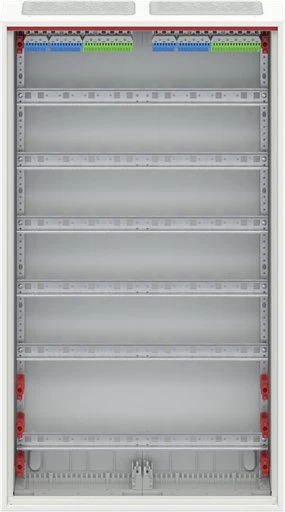 ABB Modulinė paviršinio montavimo hermetinė plieninė skirstomoji spinta ComfortLineCA 6x24 144M IP44 125A II klasė pilnos durelės N+PE Quick CA26V 2CPX