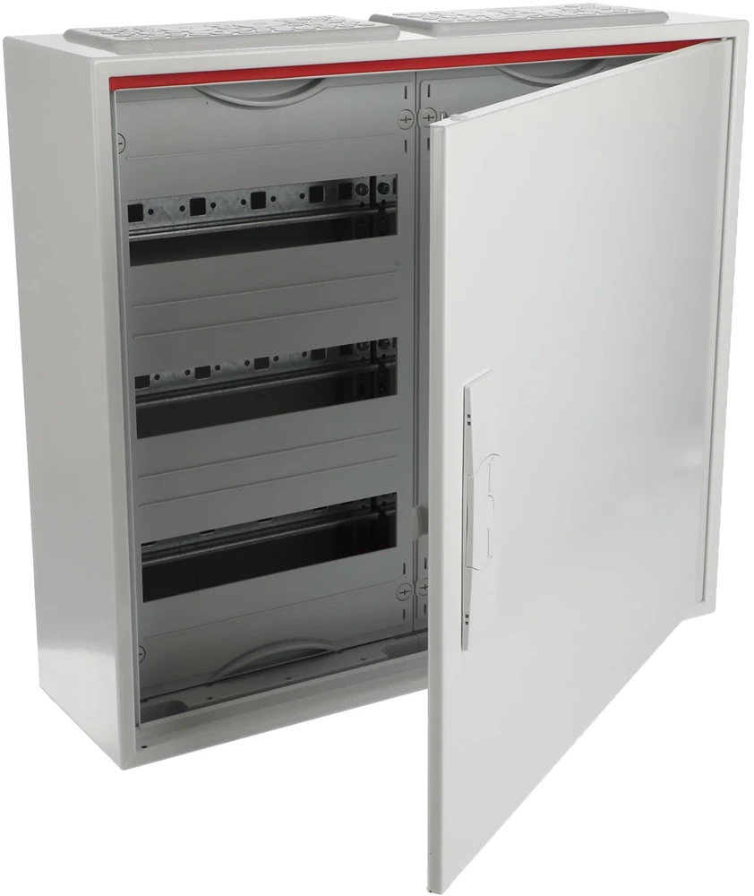 ABB Modulinė paviršinio montavimo hermetinė plieninė skirstomoji spinta ComfortLineCA 3x24 72M IP44 125A II klasė pilnos durelės N+PE Quick CA23V 2CPX0