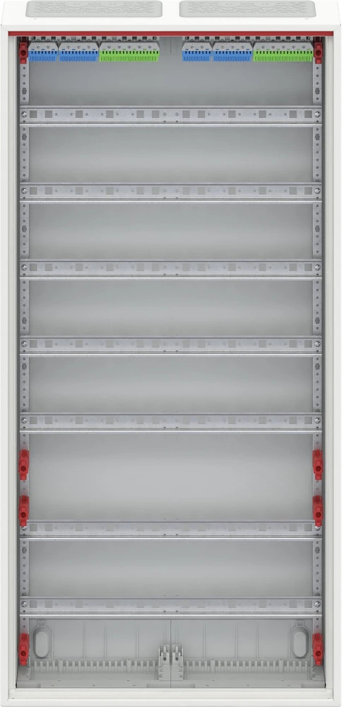 ABB Modulinė paviršinio montavimo hermetiška plieninė skirstomoji spinta ComfortLineCA 7x24 168M IP44 125A II klasė pilnos durelės N+PE Quick CA27V 2CPX