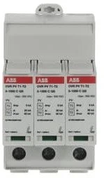 ABB B+C viršįtampių ribotuvas, T1+T2 tipo, skirtas PV įrenginių apsaugai, 1100 V, Iimp = 5 kA, In = 20 kA, PV OVR 5–1000 P QS 2CTB812050R1000