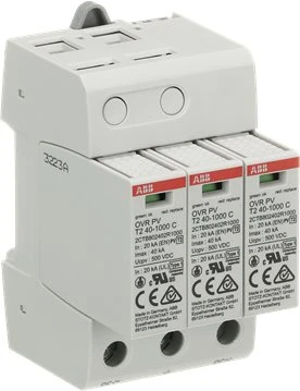 ABB C tipo T2 viršįtampių ribotuvas, skirtas PV įrenginių apsaugai, 1000 V In = 40 kA PV OVR PV T2 40–1000 2CTB802400R1000
