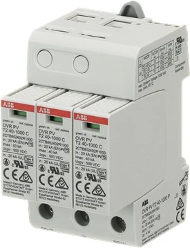 ABB C tipo T2 viršįtampių ribotuvas, skirtas PV įrenginių apsaugai, 1000 V In = 40 kA PV OVR PV T2 40–1000 2CTB802400R1000