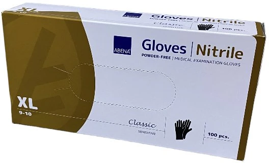 Abena Nitrilinės juodos pirštinės, dydis XL, be pudros, 100 vnt