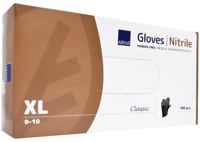 Abena Nitrilinės juodos pirštinės, dydis XL, be pudros, 100 vnt