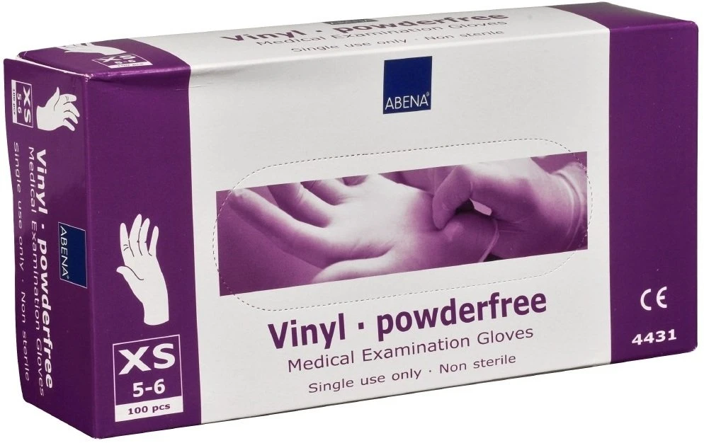 Abena Examination glove, Classic, XS, clear, vinyl, powder-free - (100 pcs.) (4431)
