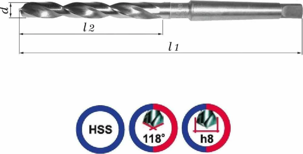 Wiertło Baildon DIN 345 ​​​​RN NWKc 30 mm metalo grąžtas, HSS (S), 296–175 mm (MK3 kotas)